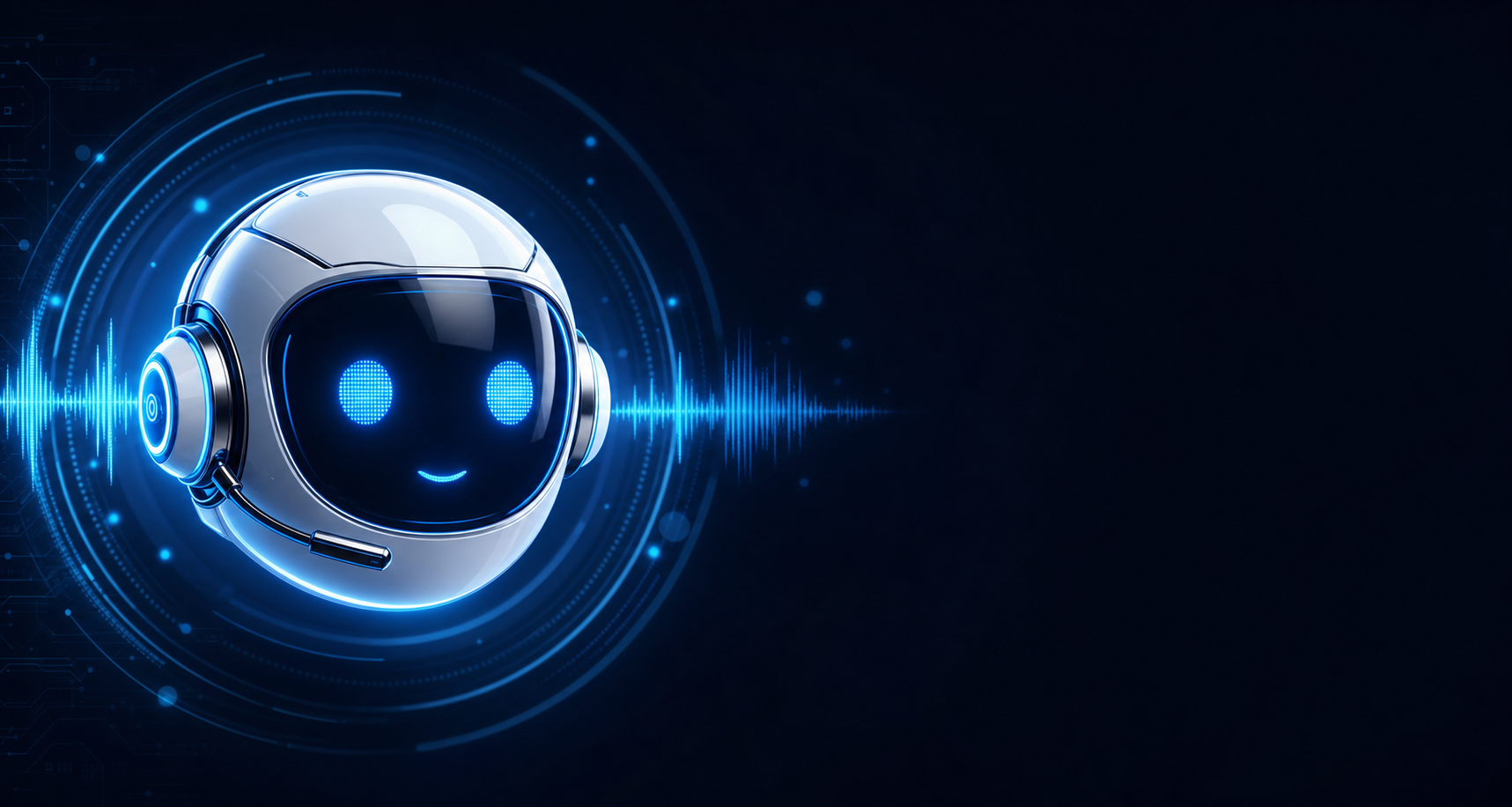 AI VoiceConnect glowing AI assistant with voice soundwaves